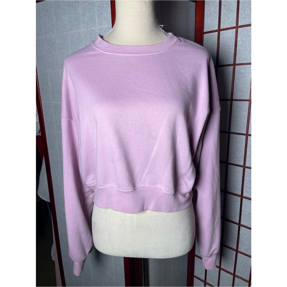 Wild Fable Women's Light Lavender Purple Crewneck Crop Sweatshirt (Size: XL) - Picture 3 of 16
